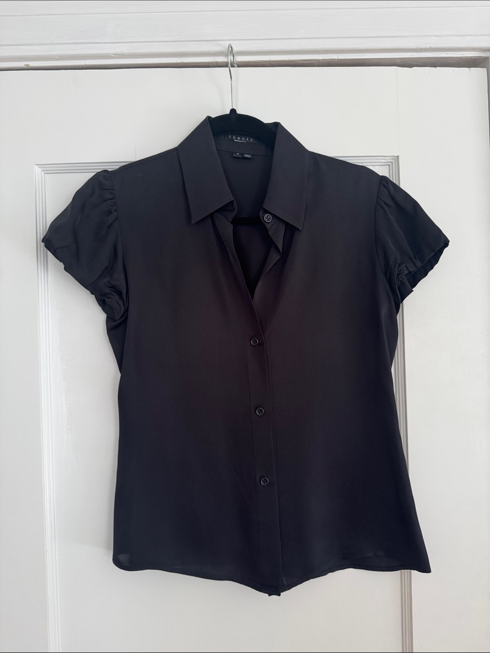 Theory Black Short-Sleeve Button-Down Shirt